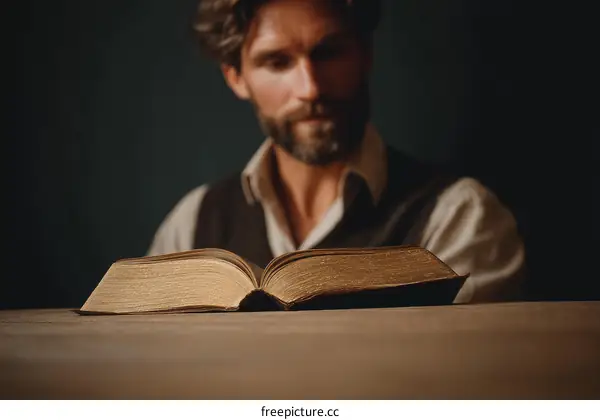 Man Reading an Antique Book