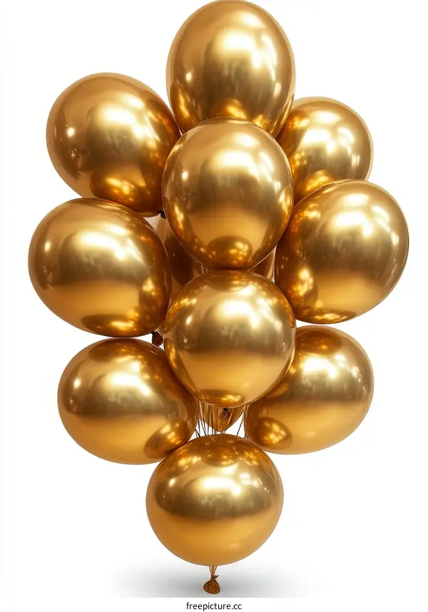 Golden Metallic Balloons Cluster