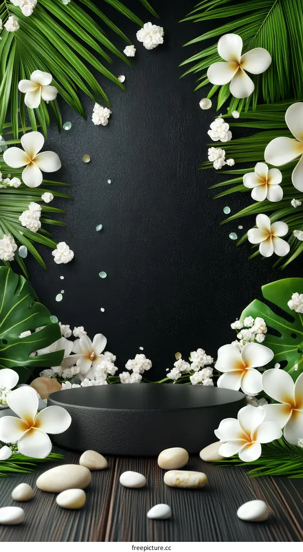 Floral Black Product Display Podium