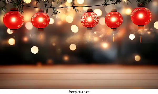 Chinese New Year Red Lanterns Festive Background