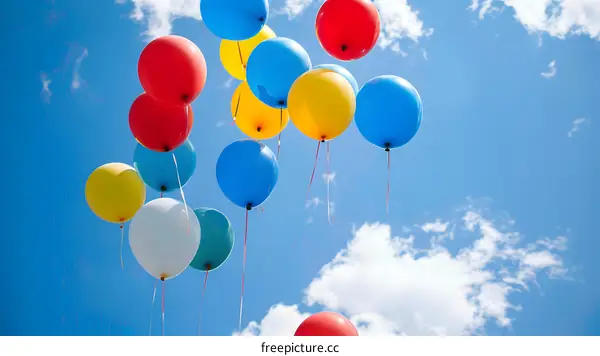 Colorful Balloons Floating in the Blue Sky
