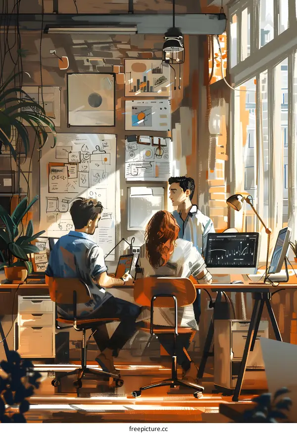 Creative Team Working in a Modern Office Space