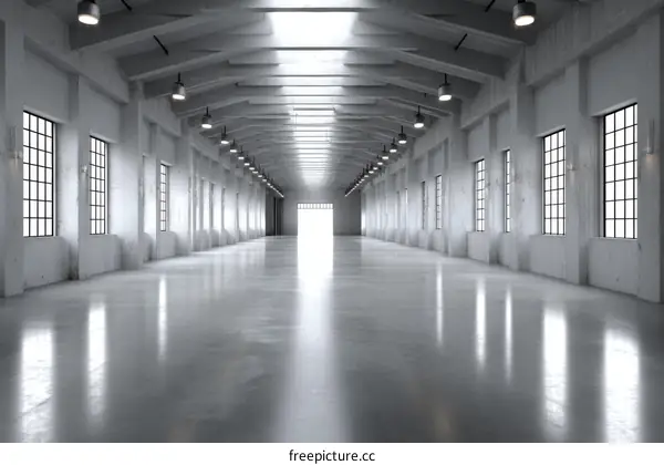 Empty Industrial Warehouse Interior Design