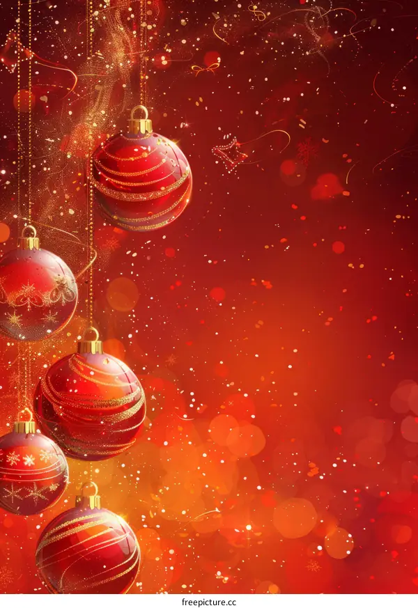 Red background with Christmas decorations