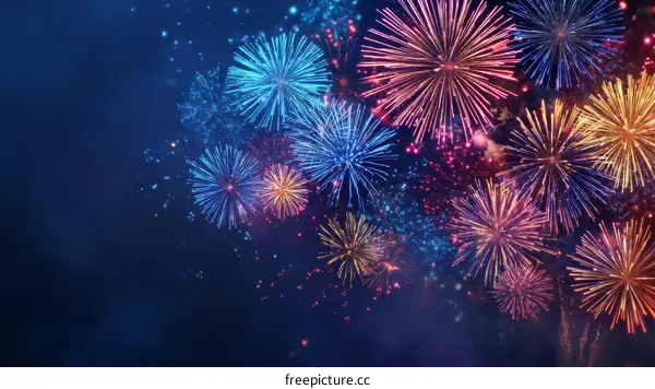 Colorful Fireworks Display in the Night Sky
