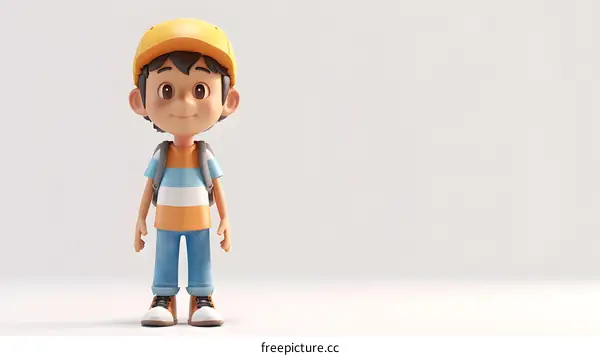 A 3D illustration of a boy wearing a yellow cap