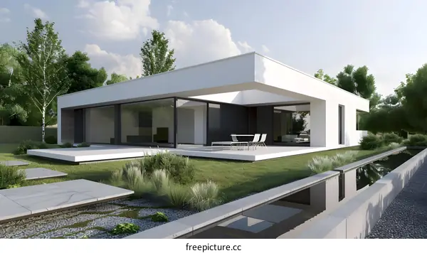 Modern House with Pool and Garden Landscape Design