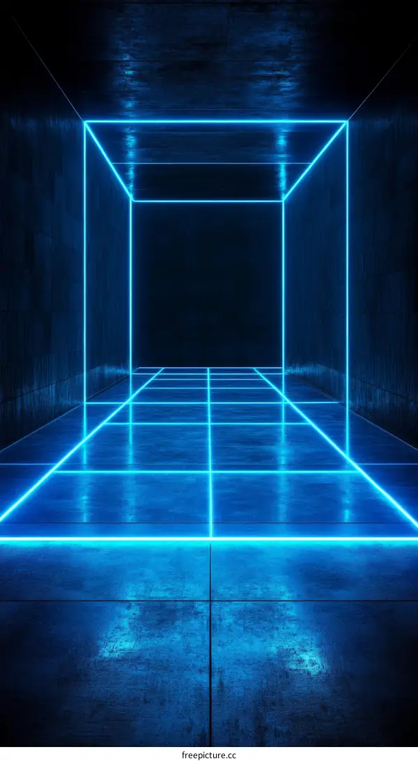 Neon Blue Light Space Interior Design