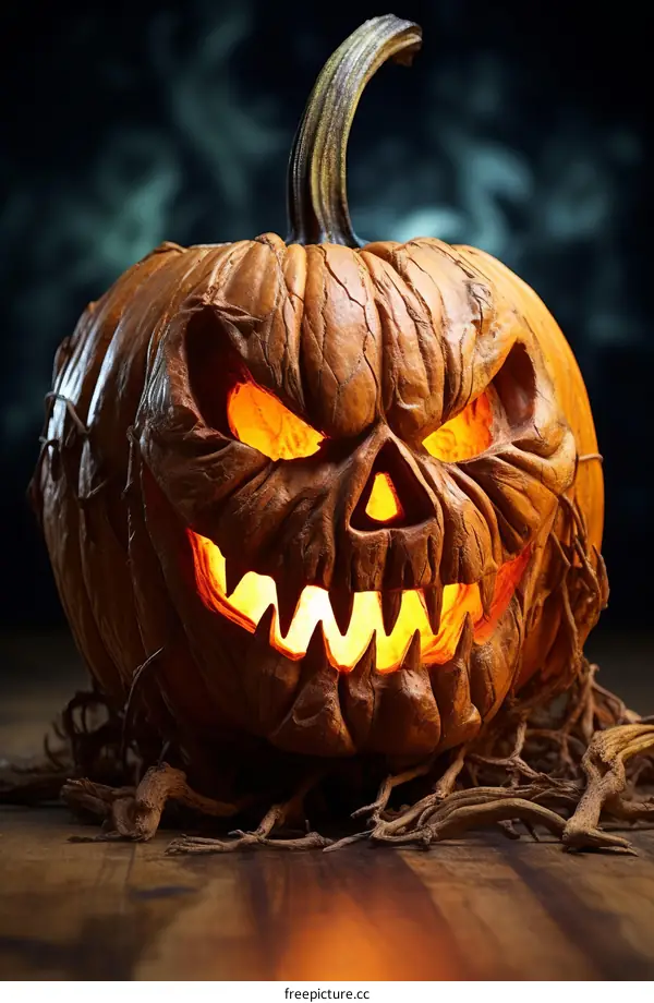 Frightening Carved Pumpkin for Halloween