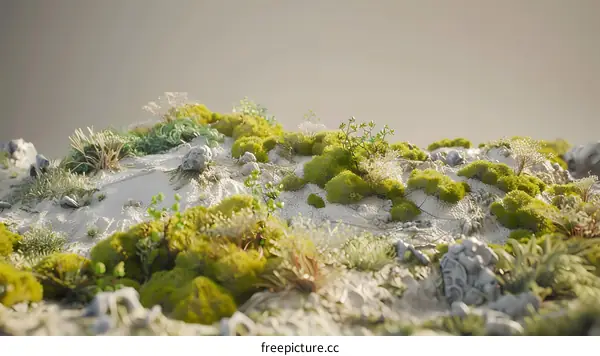 Green Mossy Landscape Illustration
