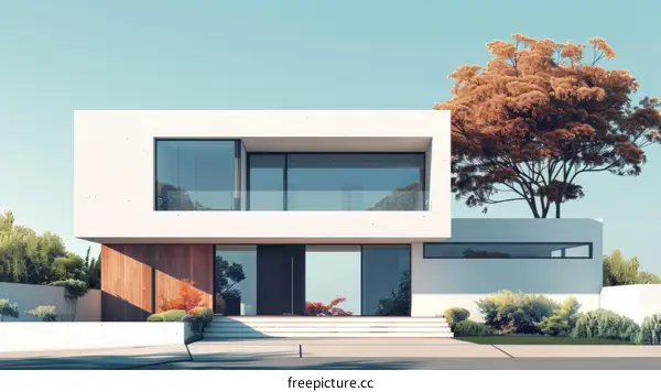 Modernist Minimalist House Exterior With Vast Windows