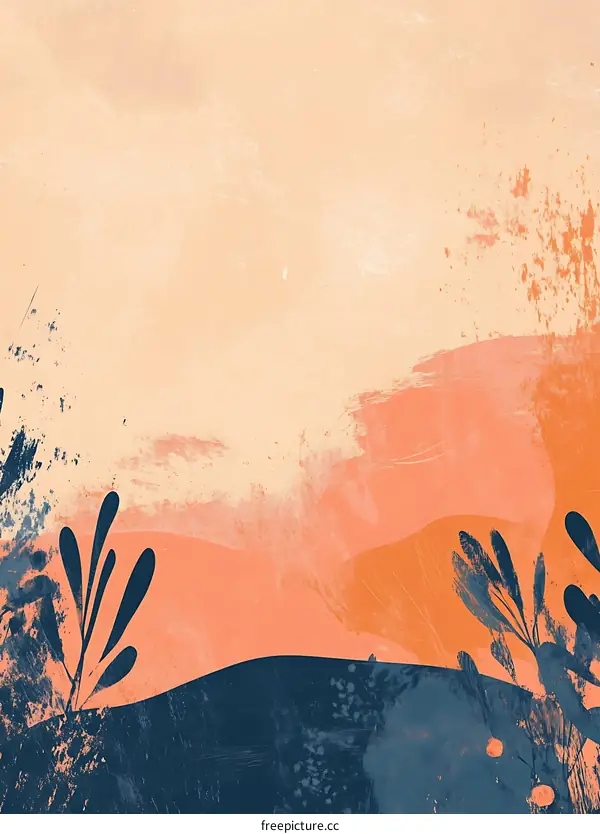 Abstract Landscape with Orange and Blue Hues