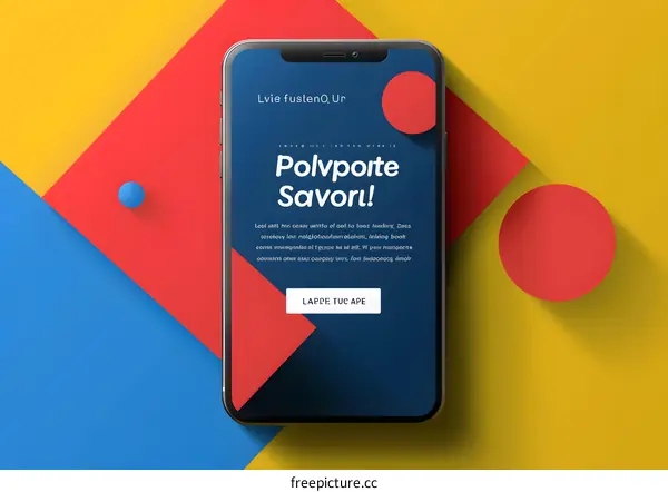 Smartphone Screen Displaying Colorful Shapes and Text