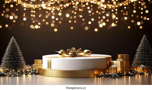 Christmas Gift Scene Mockup with Elegant Decor