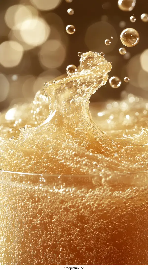 Sparkling Drink Bubbles Close-up