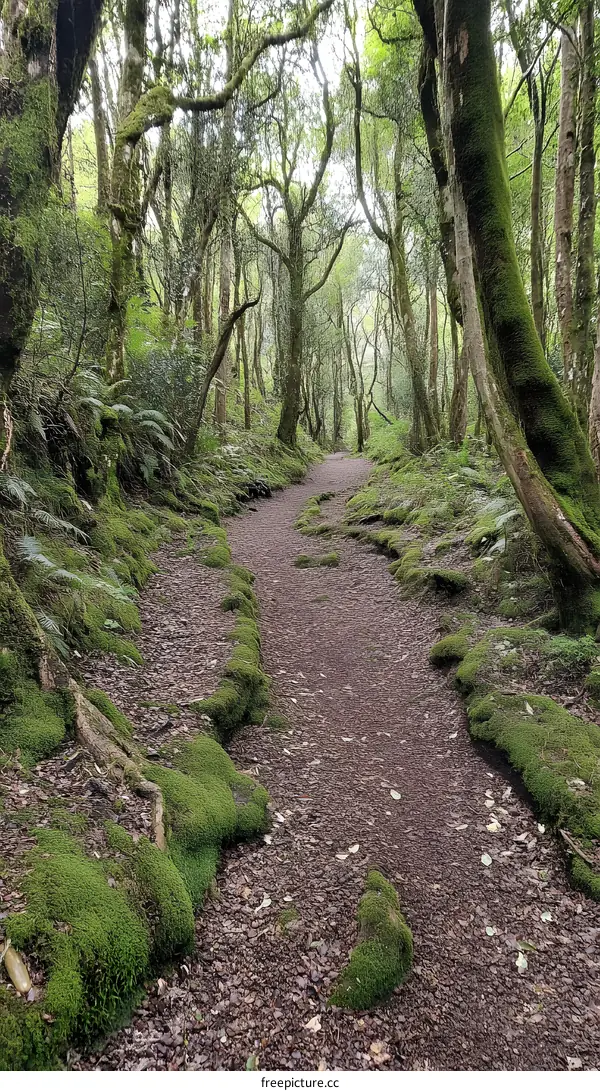 Green Mossy Pathway In A Forest