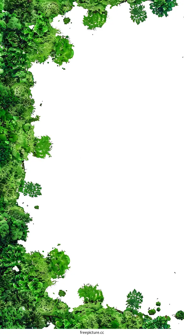 Green Leaf Border Frame On White Background