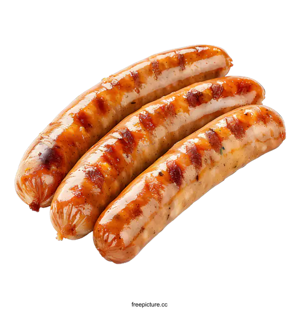 [Transparent Background PNG]Grilled sausages isolated on white background