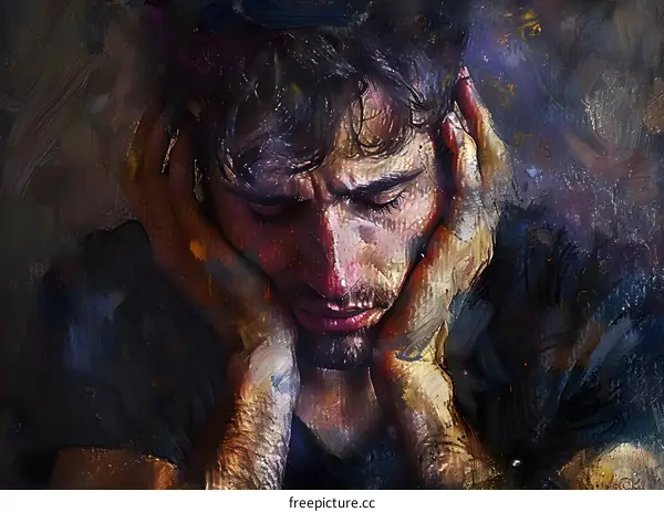 Man holding his head in despair