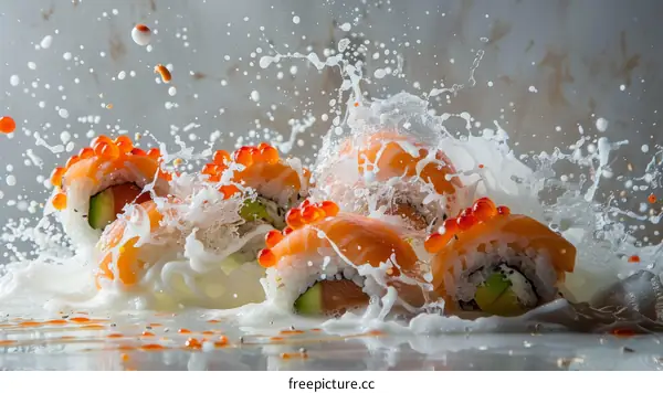 Milk Splashing on Sushi: A Culinary Art