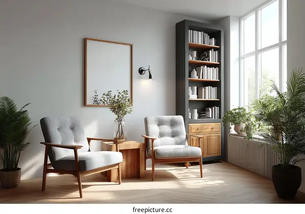 Modern Living Room Interior Design with Wooden Furniture