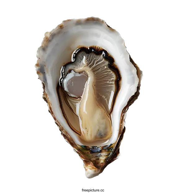 [Transparent Background PNG]opened oyster with a pearl inside