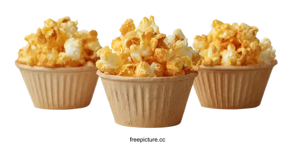 [Transparent Background PNG]Popcorn in Small Paper Bowls