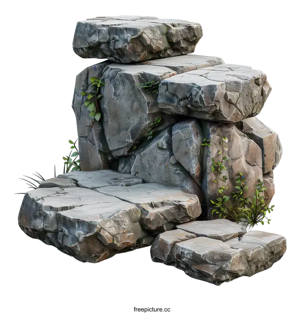 [Transparent Background PNG]Stone Podium with Vines on transparent background
