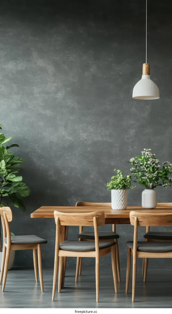 Modern Wooden Dining Room with Gray Chairs