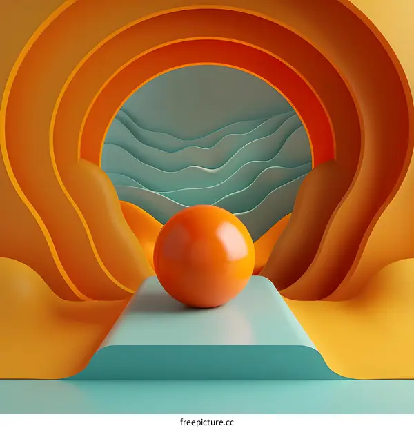 Bright and Colorful Abstract Geometric Shapes Composition on Podium with Lighting