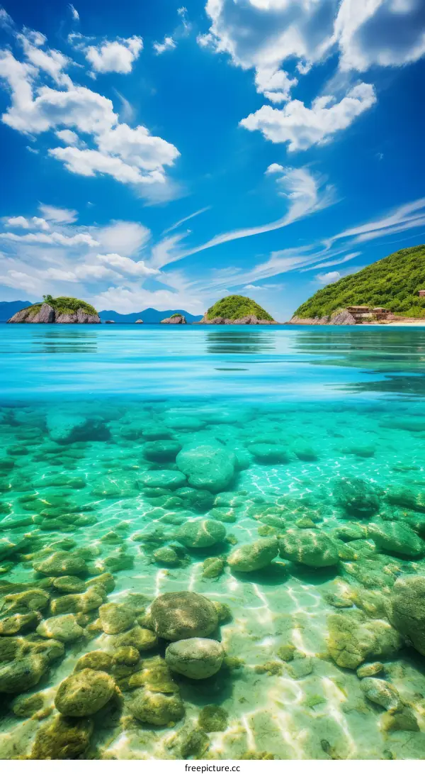 Half Underwater Split Ocean Landscape