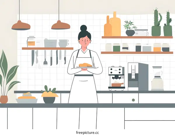 Woman Holding Plate of Baked Goods in Kitchen