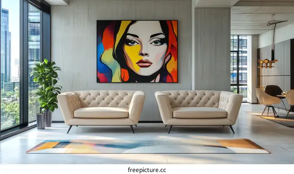 Modern Beige Sofa Set in a Stylish Living Room