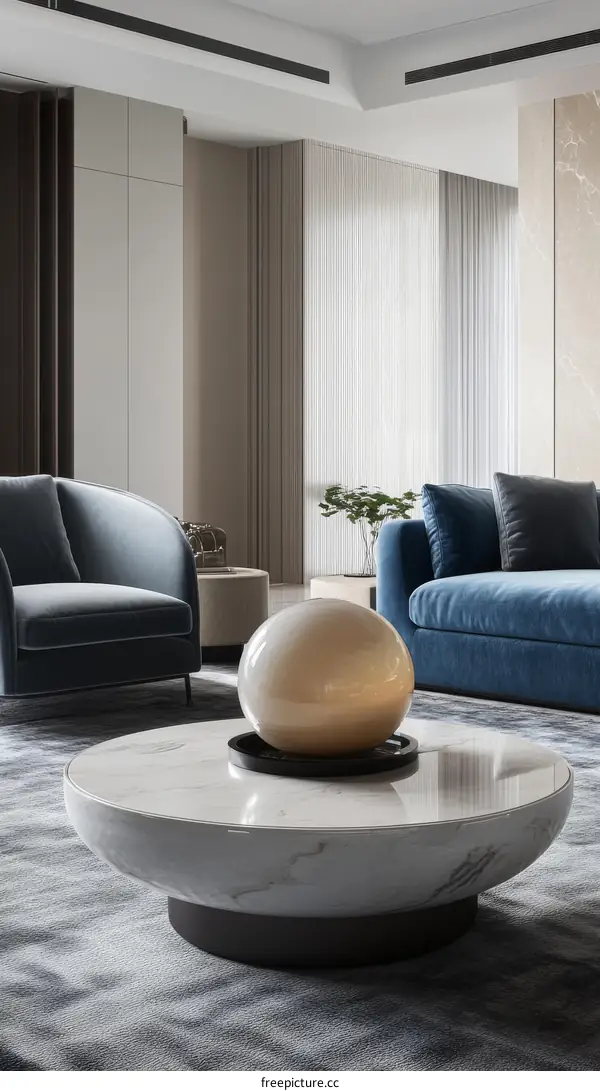 Modern Living Room with Marble Coffee Table