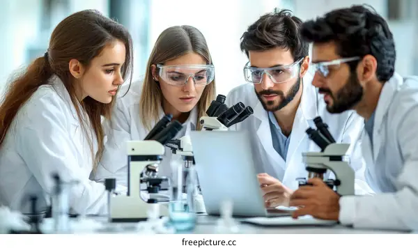 Scientists Collaboration in Laboratory Setting