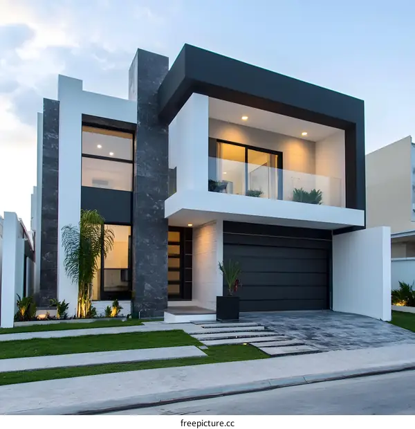 Modern Minimalist House Exterior Design With Black And White Facade