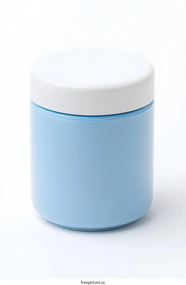 Blue and White Plastic Jar Container