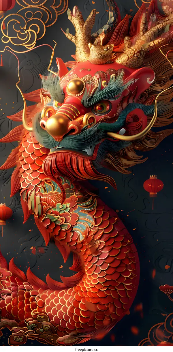 A Chinese dragon sculpture