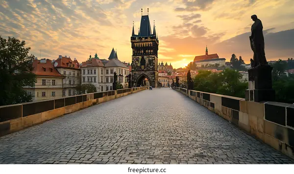 Charles Bridge Prague Czech Republic during Sunset