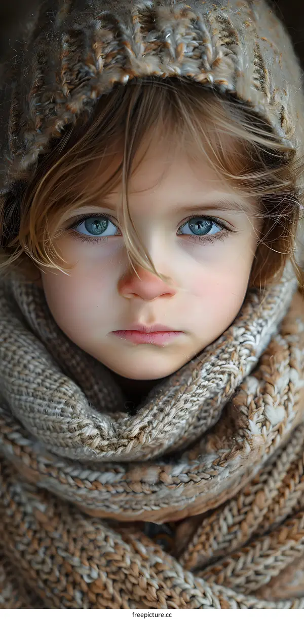 A girl with a beige scarf