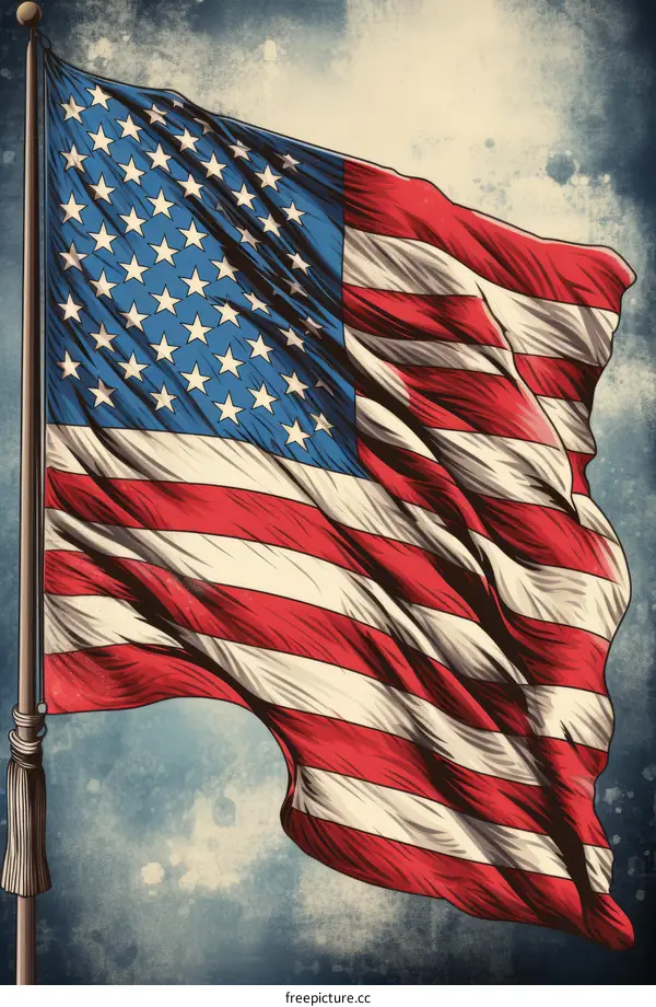 Vintage American Flag Waving