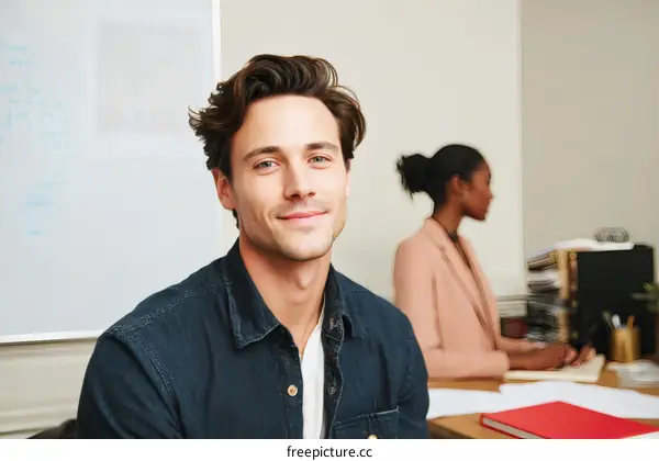 Two Colleagues in a Modern Office