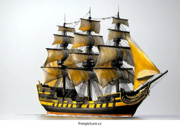 Majestic Vintage Warship Illustration