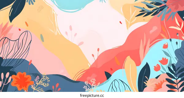 Abstract Floral Illustration with Colorful Shapes