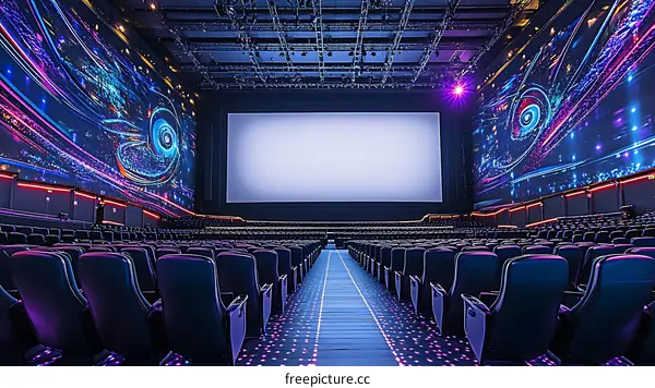 Modern Cinema with Dynamic Wall Art