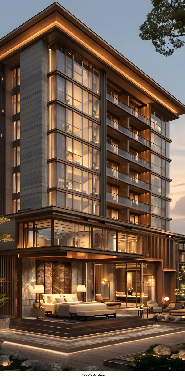 Luxury hotel at night