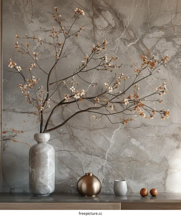 Elegant Floral Still Life Decorated with Stoneware Vase