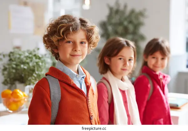 Three Kids Ready for School
