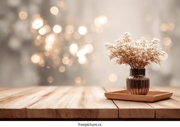 Wooden Tabletop Decor with Dried Flowers