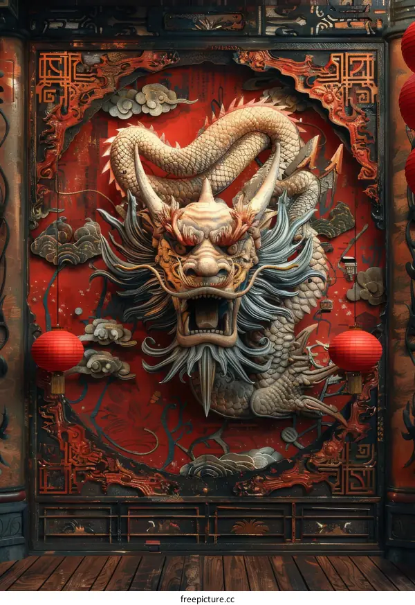 Chinese Dragon Decorated Panel